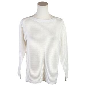 Revolve One Grey Day Open-Knit Sweater White Cotton Size XS Lightweight